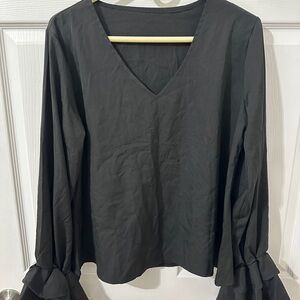 Elegant Black V-Neck Women's Top